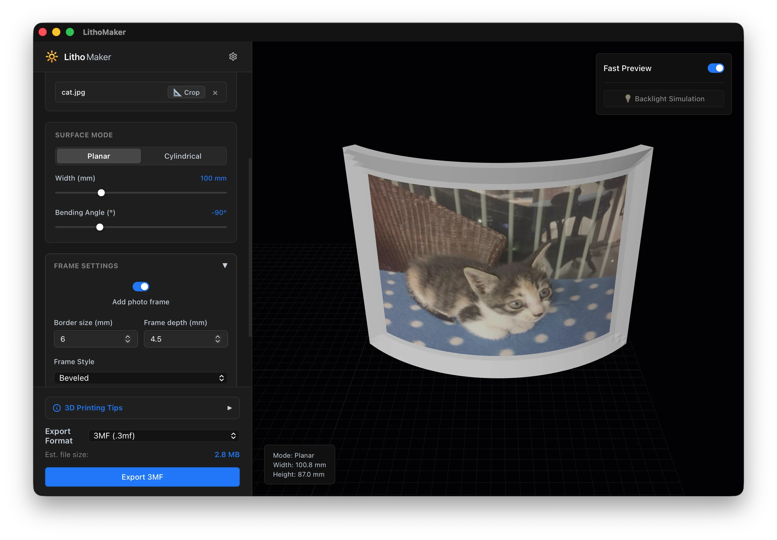 Curved Frame Preview