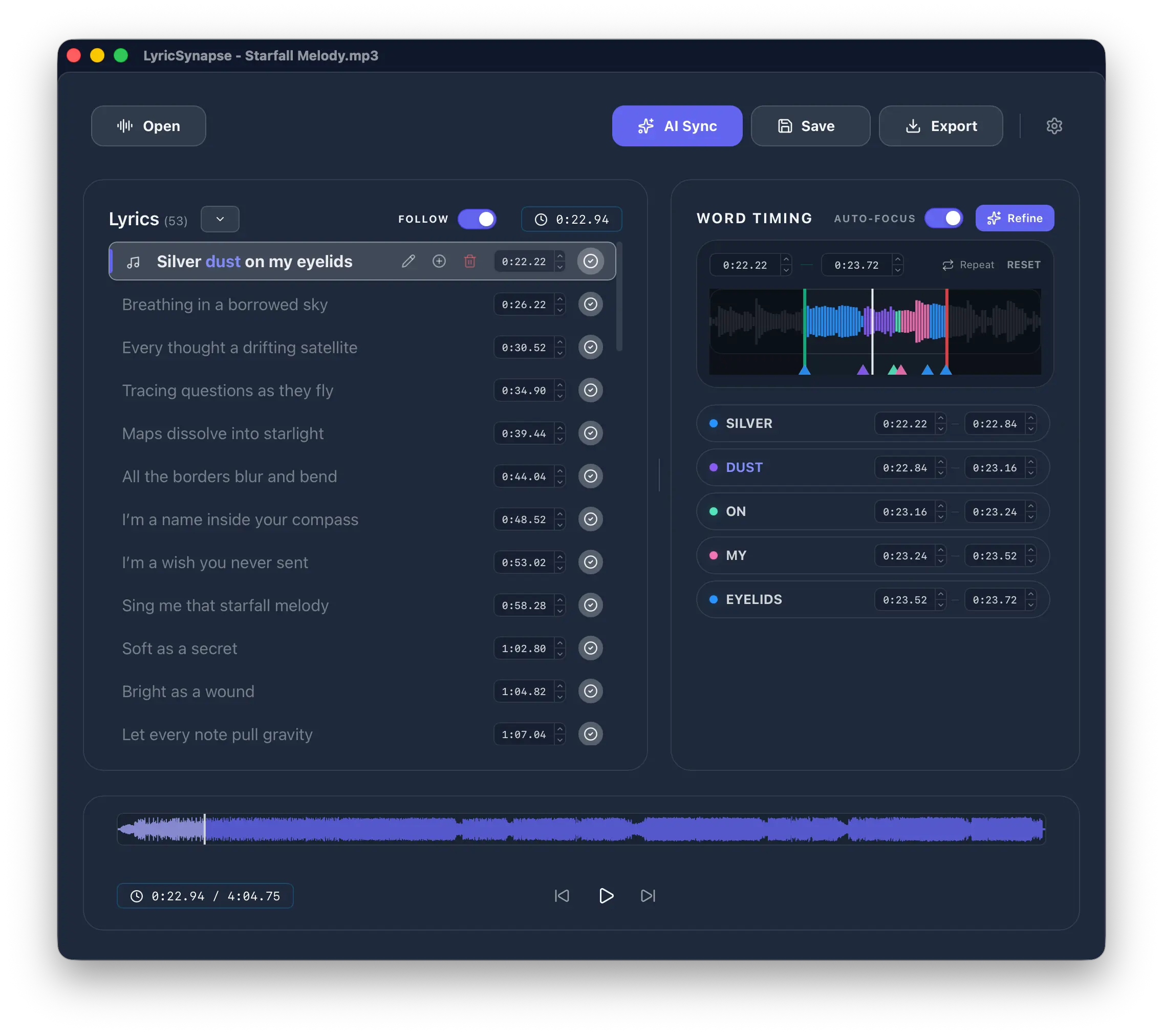 LyricSynapse Interface